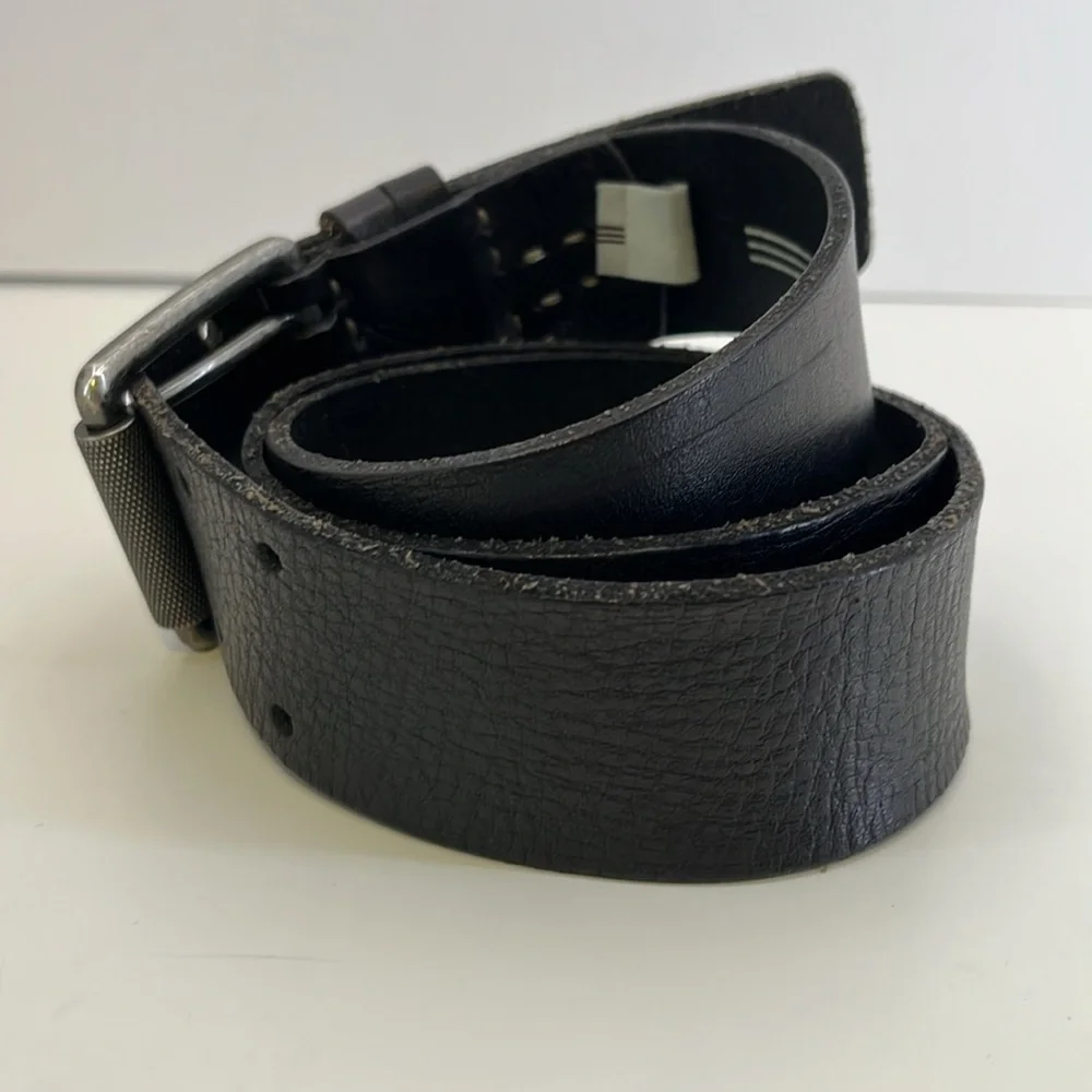 Fossil Black Leather Belt with Silver Toned Double Prong Buckle- Men’s size 36